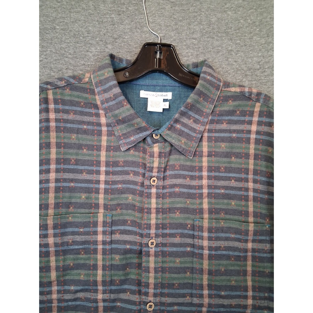 Carbon 2 Cobalt Mens Shirt XL Brown Geometric Cotton Cabin PNW Gorp Fall Outdoor